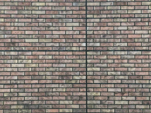 薄汚れた茶色とグレーのレンガ調外壁テクスチャー