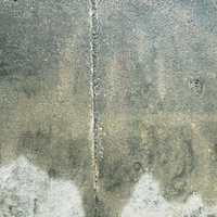 白華とひび割れが表れたコンクリート擁壁の劣化状況の写真