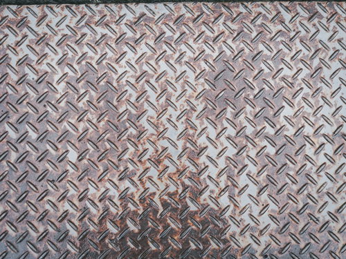 サビついてきたシマ鋼板のテクスチャ