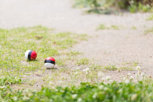 まだユーザーも少ない公園に落ちた紅白ボール