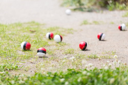 近くに住む紅白ボールが次第に集まってきた