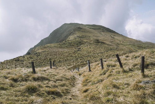 草原が続く伊吹山山頂の登山道