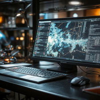 サイバー攻撃を受けたハッキング中のモニターPCの写真