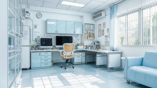 清潔感あふれる現代的な診察室の医療スペース