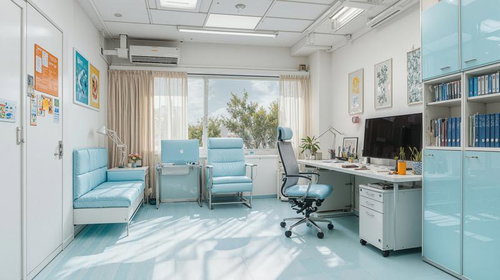 自然光が差し込む明るい診療所の診察室と待合スペース