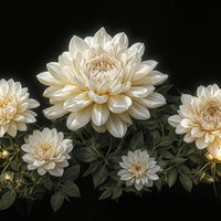 葉陰に浮かび上がる大輪の花のAI画像