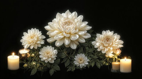 葉陰に浮かび上がる大輪の花