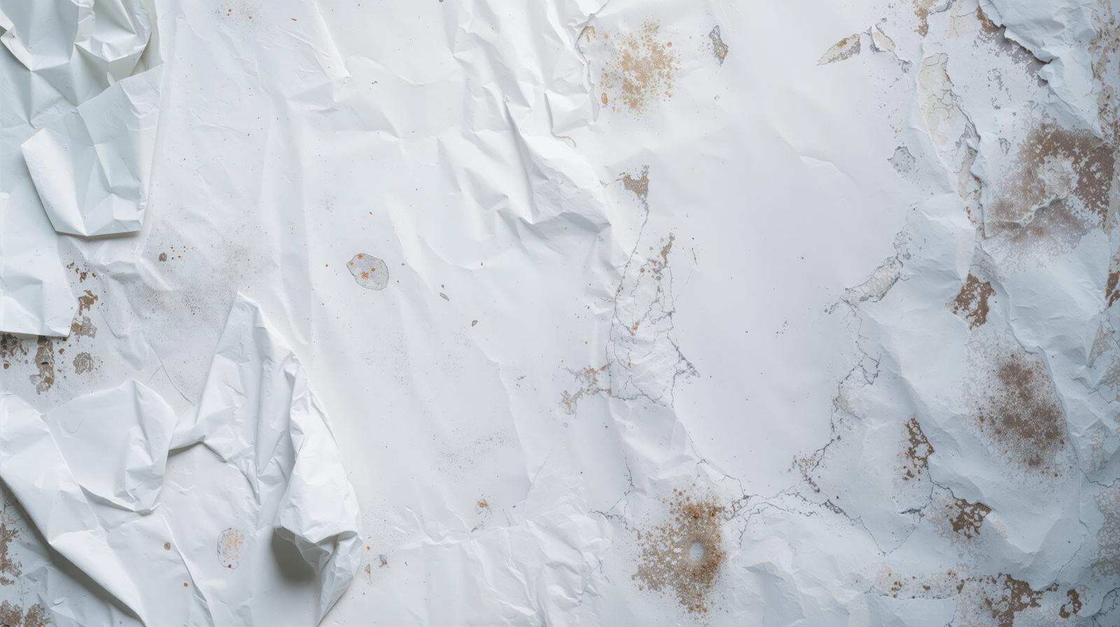 White wrinkled paper texture with stains