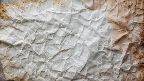 土埃と白いペイントがまみれた壁面のしわと凹凸感