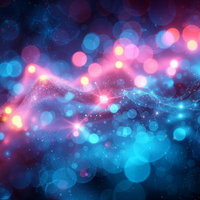 浮かび上がる無数のバブル状粒子群の写真