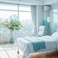 都市の景色を望む病室の写真