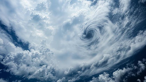 宇宙から見た地球の巨大な二つの台風の渦と気象現象