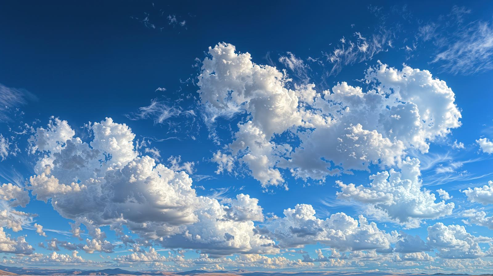 青空に大きな入道雲が広がる夏の空