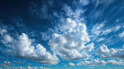 立体的な積雲が浮かぶ青空の夏空