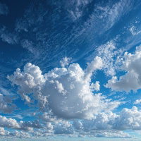 大小さまざまな雲が浮かぶのAI画像