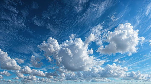 大小さまざまな雲が浮かぶ