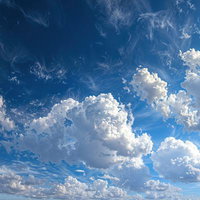 夏の青空に広がる積乱雲のAI画像