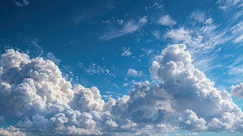 立体感のある積乱雲が発達した夏の青空