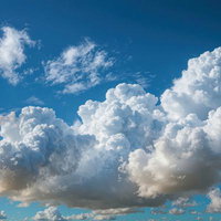 夏の青空に広がる大きな積乱雲の写真