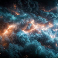 雷光が複雑に枝分かれしながら走るのAI画像