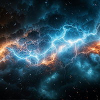 稲光が交差しながら雲を切り裂くの写真