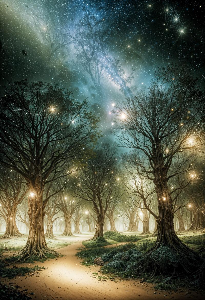 古い木々が枝を伸ばして自然のトンネルを作る山道