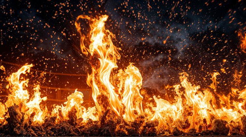 激しく燃え上がる地上の炎舞