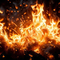 表面を包み込む燃え盛る炎の写真