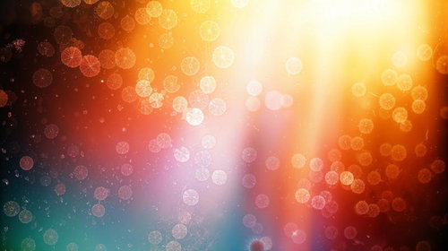 光の粒子や水滴が揺らめき、映り変わる様子