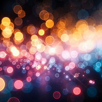 カラフルな光のシャワーが降る幻想的な夜景の写真