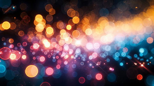 カラフルな光のシャワーが降る幻想的な夜景