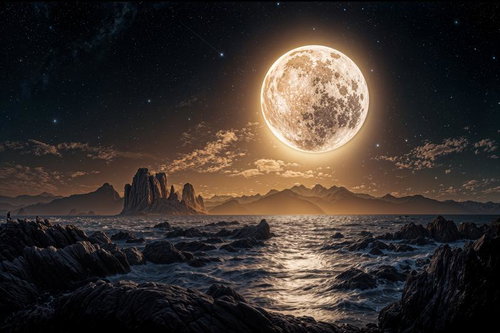 荒波と巨岩が作り出す月夜の絶景