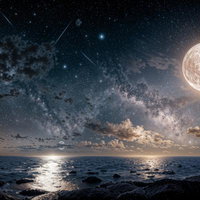 月光が描く幻想的な水面の光の道の写真