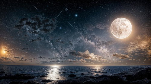 月光が描く幻想的な水面の光の道