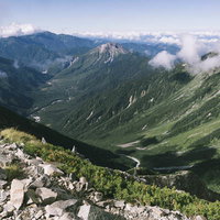 岳沢方面の眺め（奥穂高岳）の写真