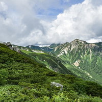 山々だけが広がる裏銀座の景色、鷲羽岳から望む連なる山並みの写真