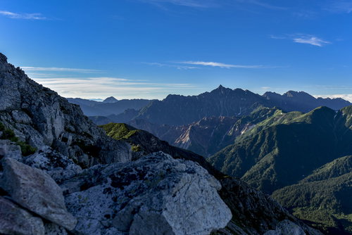 鷲羽岳から眺める北アルプス南部の日本百名山の山々