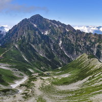 劔沢のカールと剱岳の急峻な岩壁（立山・日本百名山）の写真