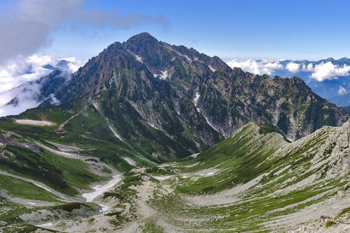 劔沢のカールと剱岳の急峻な岩壁（立山・日本百名山）