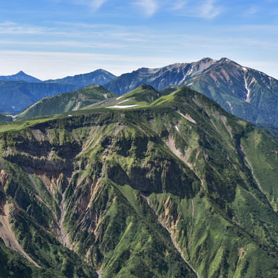 浄土山から見る五色ヶ原から薬師岳方面の山々（立山・日本百名山）の写真