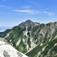 浄土山から見る剱岳と立山連峰の山々の写真