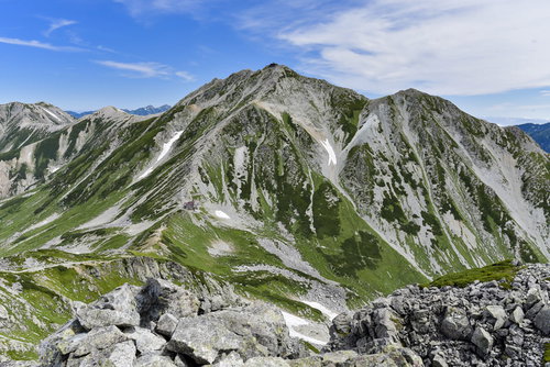 浄土山から見る立山雄山と北アルプスの山々