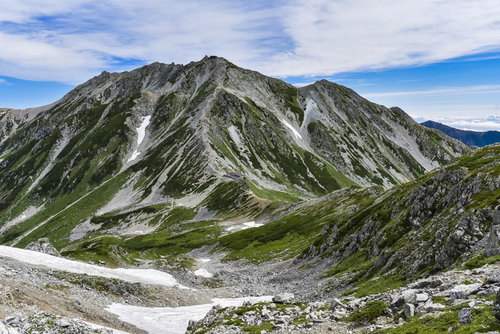 浄土山から見る立派な立山雄山の景色と青空（立山）