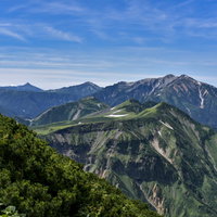 浄土山登山道から見下ろす五色ヶ原の山々（立山）の写真