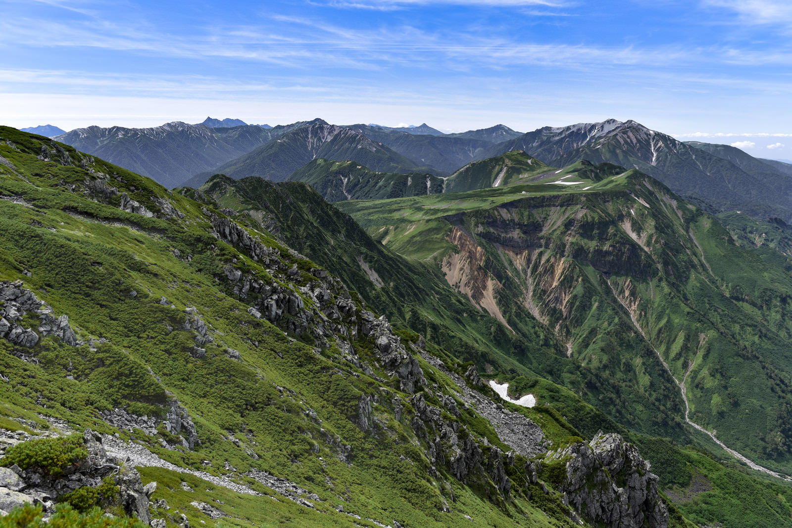 Scenic mountain landscape overlooking Mount Yakushi from Mount Jodo