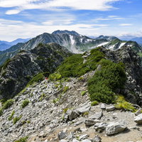 前劒付近から見る別山と立山、日本百名山の稜線の景色の写真