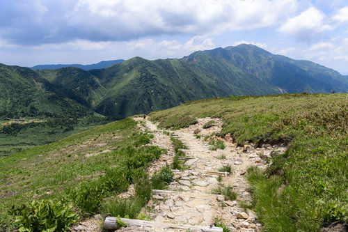 弥陀ヶ原へと向かう登山道から見える別山（白山）