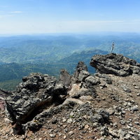 雌阿寒岳・阿寒富士山頂からみる地平線まで続く森の写真