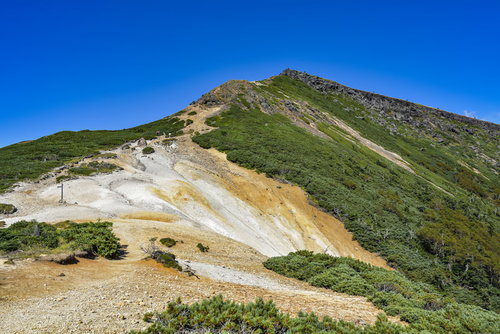 晴天の硫黄岳登山道（赤岩の頭）