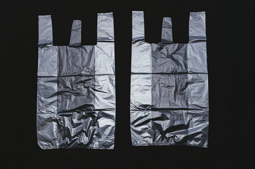 レジ袋2枚（グレー）の平置き